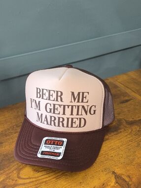 OTTO Brown and Tan 'Beer Me I'm Getting Married' Trucker Hat